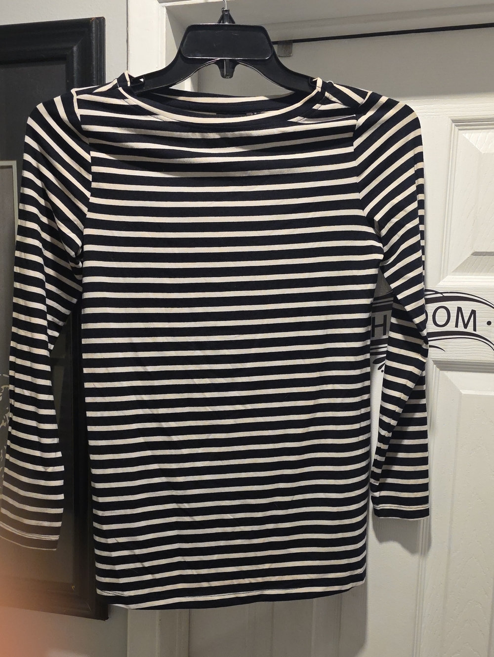 Striped Black and White Long-Sleeve Women’s Top